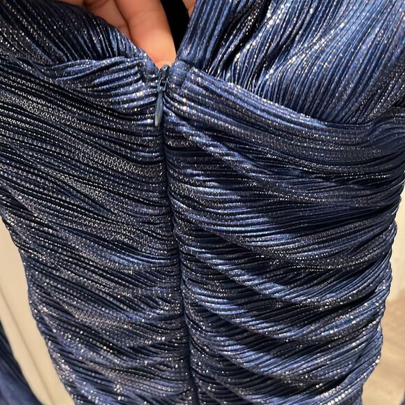 SABINA MASAYEV (NWT) Maya Foil Pleated Knit Minidress, Blue, Size S - Picture 9 of 13